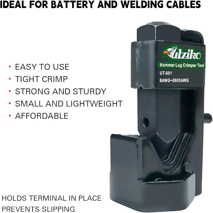 Hammer Lug Crimper Tool for 8 AWG - 0000 AWG Battery and Welding Cables