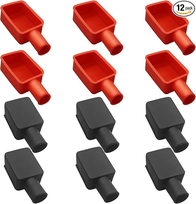 12Pcs Battery Terminal Cover, Battery Terminal Protector,Car Insulating Protector Car Battery Cover,Soft Rubber Positive Negative Pole Stud Covers Connector Top Post Cap for Car Motorcycle Truck
