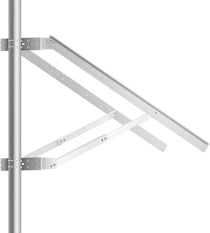 Newpowa Solar Panel Pole Mount, Universal Double Arm with Support Pole and Wall Mount Bracket, 0-90° Tilt Angle, up to 2PCS 220W/60.63" Widtht