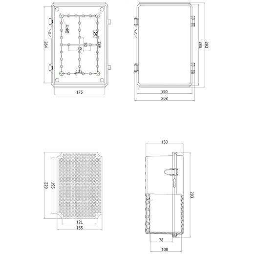 Outdoor Waterproof Electrical Box Junction Box Weatherproof IP67 ABS Plastic Enclosure Switch Router Project Box Electronics Enclosure with Mounting Plate Wall Bracket Grey 11.1"x7.5"x5.1"