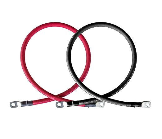 2/0 AWG 2/0 Gauge Red + Black Pure Copper Battery Inverter Cables Solar, RV, Car, Boat 3 Feet 5/16" in Lugs