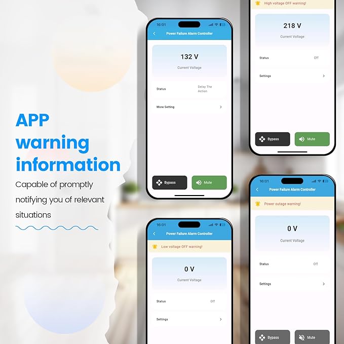 Wi-Fi Smart Power Failure Alarm with Surge Protector, Remotely Monitor and Control Your Refrigerator Via App, Ensuring The Safety of Refrigerator and Food Stored Inside