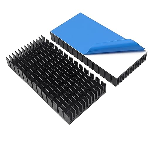2Pcs 40mm Heatsink 80 x 40 x 11mm/ 3.15 x 1.57 x 0.44 inche Aluminum Heat Sink Radiator Cooler with Thermal Conductive Adhesive Tape/Pad Cooling Fin for Cooler Electronics CPU Led, Black