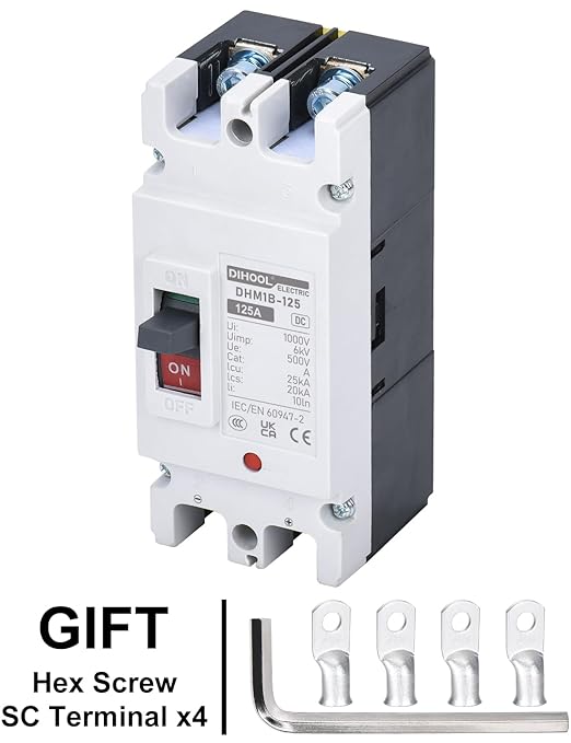 DIHOOL 125 Amp DC Circuit Breaker, Battery Disconnect Switch for Power Station Solar System