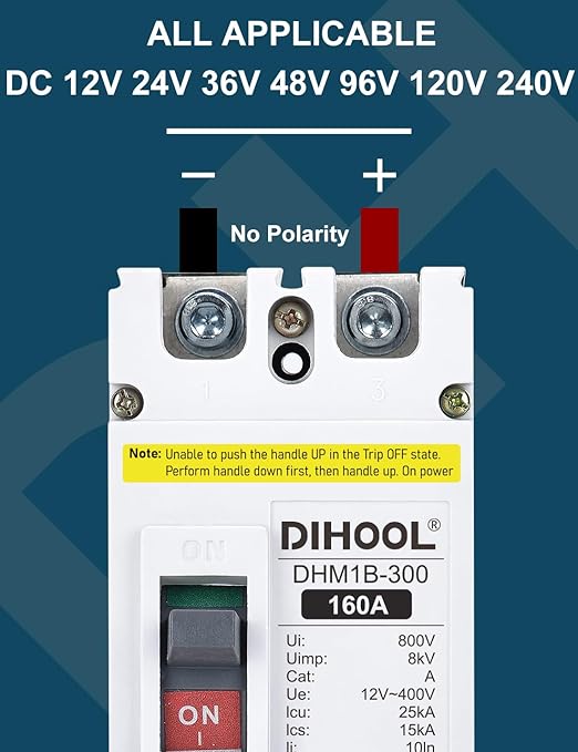 DIHOOL Main 160 Amp DC Circuit Breaker, 500V Battery Disconnect Switch, Master Switch for Car RV Marine Boat Power Station