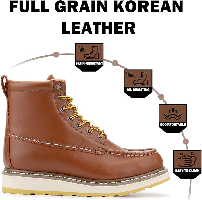Men's SureTrack 6" & 8'' Leather Soft Toe Work Boot for Men, Welt Construction, Oil/Slip Resistant, Wedge Sole, Moc Toe Men's Work Boots, EH, 84994 & 86994