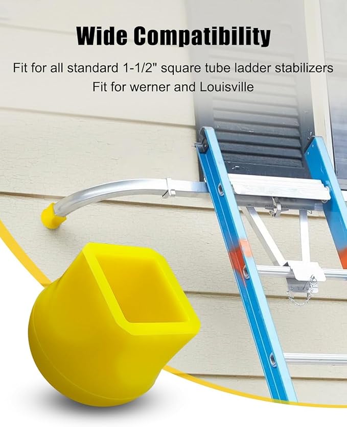 4 Pcs Ladder Stabilizer Bumpers Fit for Werner Extension Ladder, Ladder Standoff Rubber End Caps, Non-Slip Protective Covers