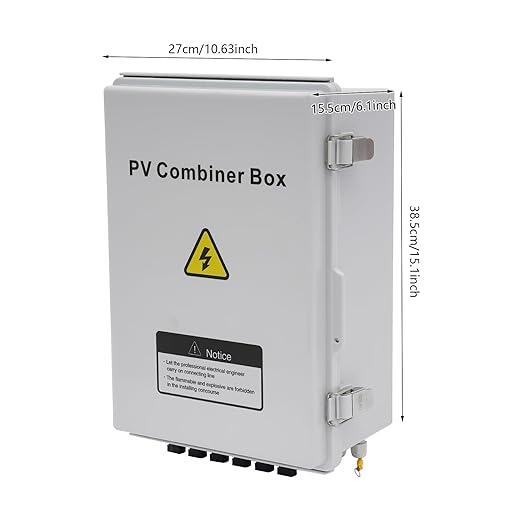 6 String Solar Combiner Box PV Combiner Box with 15A Rated Current Fuse, Surge Protective Device and 63A Air Circuit Breaker for On/Off Grid Solar Panel System (6 String)
