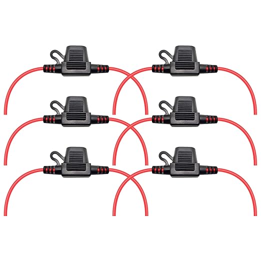 VANTRONIK Waterproof MINI Inline Fuse Holder with 16 Gauge AWG Wire 12 Inches Long, Fit for ATM Blade Small Fuse in Vehicle/Boat/RV/Tractor, 6 Pack