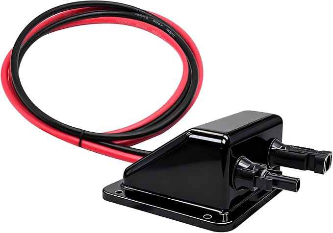 Solar Cable Entry Gland, Dual Cable Entry Housing with 1m 6mm² Solar Extension Cable Connector, Solar Junction Box, UV Resistancefor Solar Project on Rv, Boat,Camper（3.28ft, 10awg