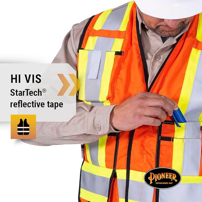 Pioneer Hi Vis FR Surveyor's Safety Vest - Flame Resistant ARC Rated - Reflective - for Men and Women