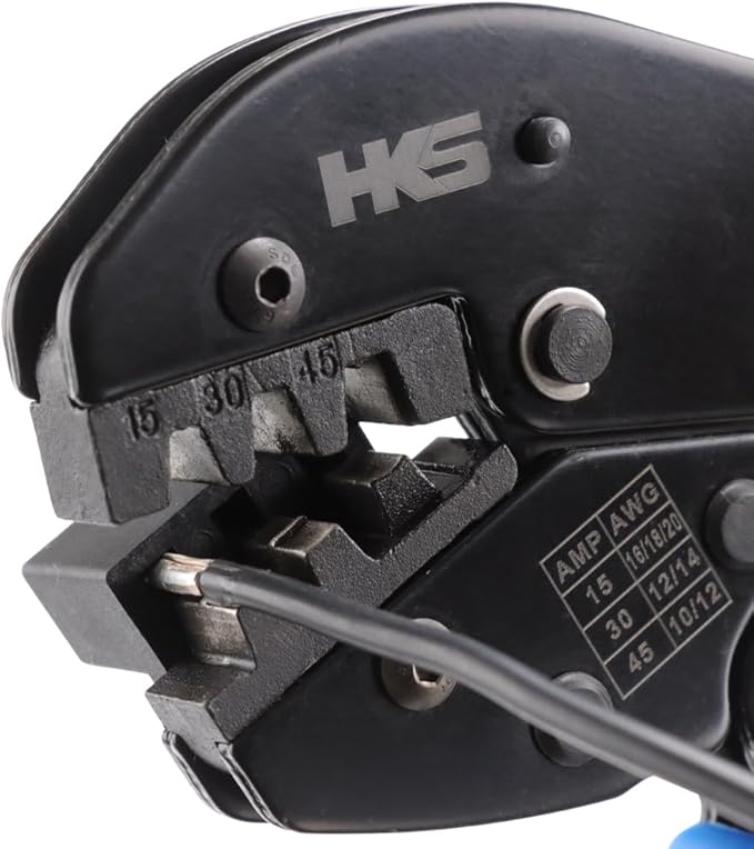 HKS Ratchet Powerpole Crimping Tool 31Pcs Kit with 15A 30A 45A Power Connectors and Caps, Crimper with Build-in Orientation Block