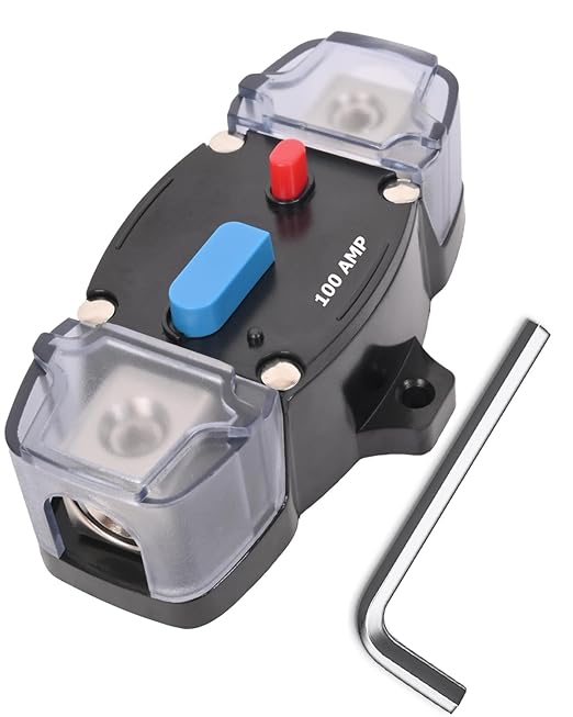 100 Amp Circuit Breaker 12-48 Volt DC 100A Self Recovery Resettable High Amp Circuit Breaker with Manual Reset Button for Automotive RV Marine Boat Car Audio and Amps Protection