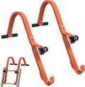 2 Pack Heavy Duty Roof Ladder Hook with Wheel,Extension Ladder Stabilizer for Roof with Rubber Grip T-Bar for Damage Prevention, Fast and Easy Setup to Access Steep Roofs