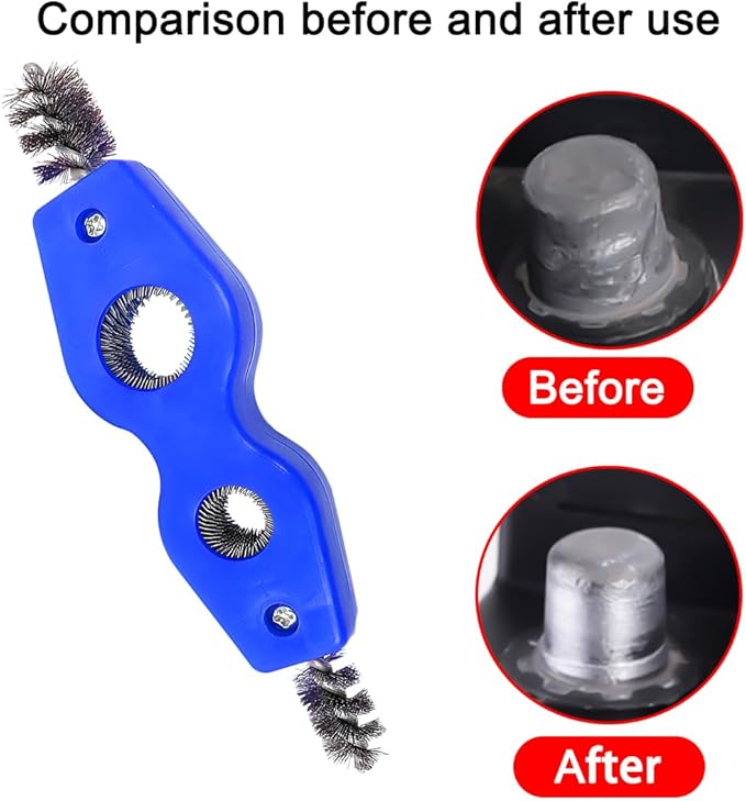 BELOMI 2PCS Car Battery Terminal Cleaning Brush, 4 in 1 Rustproof Battery Cleaner Tool with Steel Wire, Auto Universal Interior and Exterior Battery Terminals Machine Parts（Blue）