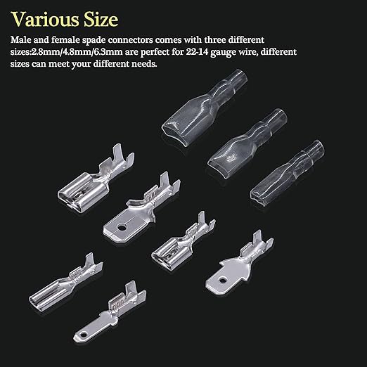 Twidec/360Pcs 2.8/4.8/6.3mm Quick Splice Male and Female Wire Spade Connector Crimp Terminal Block Assortment Kit with Insulating Sleeve for Electrical Wiring Car with Wire Crimper Tool