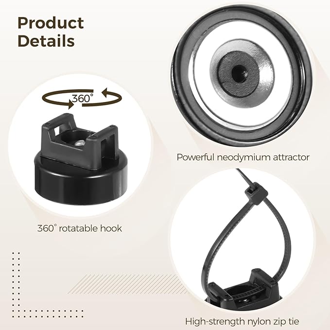 Magnetic Cable Zip Tie Mounts, 35 Pcs Magnet Bases with 200 Pcs Cable Ties, Multipurpose Wire Management Organizer for Desk PC Home Office, Adhesive-Free Cable Clips Holder