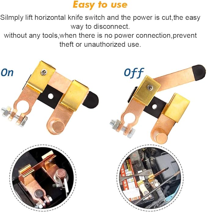 Battery Knife Switch Top Post Battery Disconnect for Auto Car RV Boat Truck Vehicle 12-24V Cutoff Shut Off Switch Negative Post