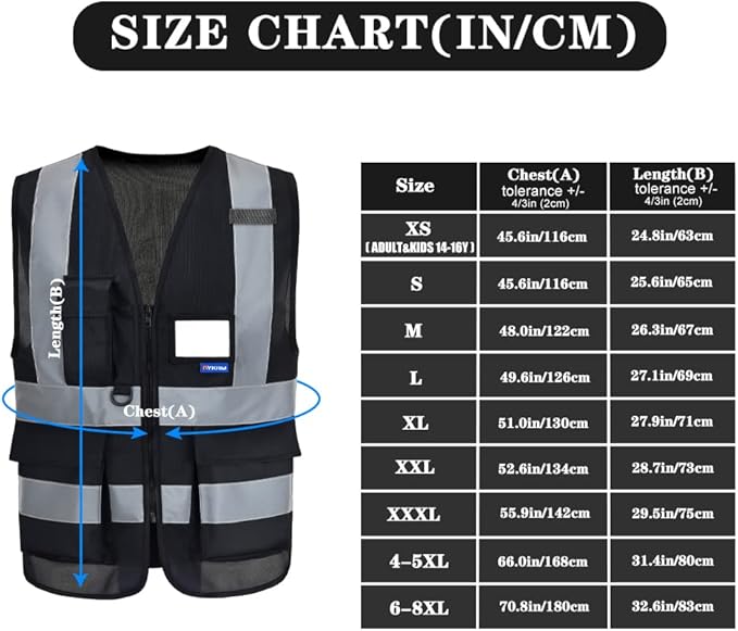 A-SAFETY High Visibility Vest construction vest black