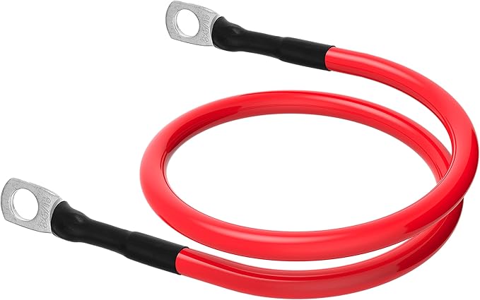 8 AWG Battery Cable 8 Gauge Power Inverter Cables with 5/16 Inch Lugs Both Ends for Solar Boat Marine RV Car 2 Pack (2FT)