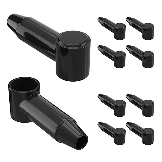 Black Battery Terminal Cover Silicone Stud Terminal Cover Protector Boot fit 4 to 2/0 AWG Gauge Cable for Car Truck RV Solar 10Pack