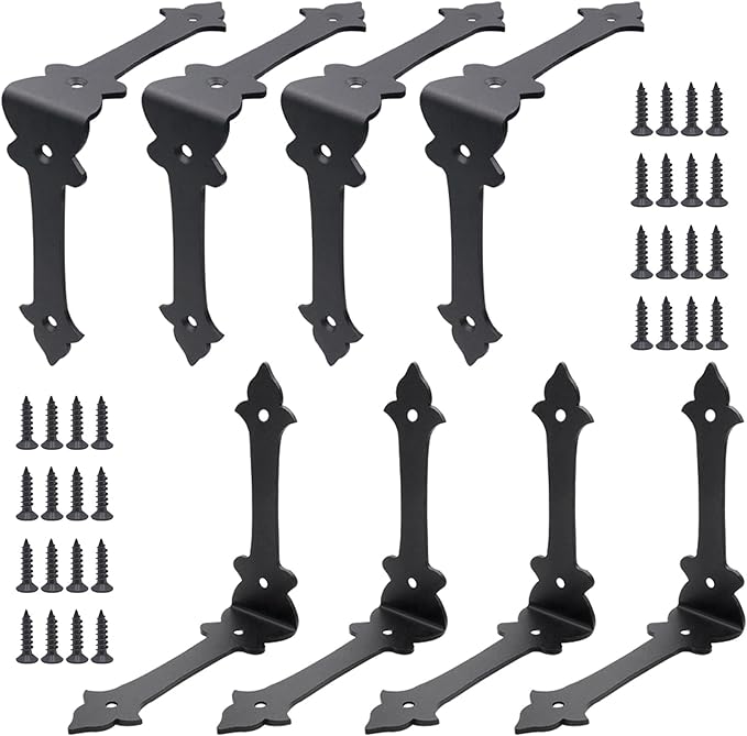 Corner Protector, 4 Inches Furniture Corner Guards Corner Bracket Metal Embellishments with Wood Funiture Decorative Metal Rustic Hardware for Home Edge Corner Hardware Accessories (8)
