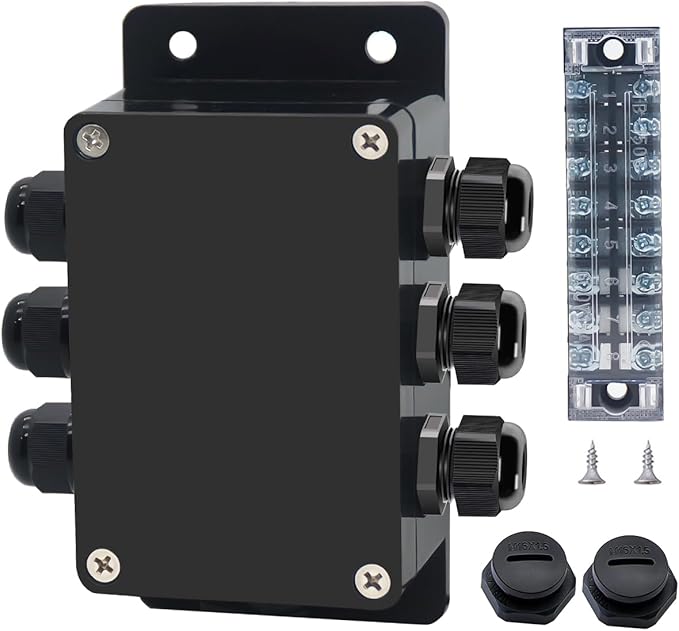 Project BoxI P67 Outdoor Waterproof Box Electronic Junction Box with 15A 600V 8P Barrier Terminal 3IN/3Out Electrical Boxes 3.9x2.7x2inch