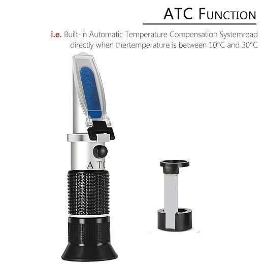 Honey Refractometer,V-Resourcing Hand Held Be'(Baume)/Brix/Water Refractometer for Honey Test,Tri-Scale (Baume:38-43°;Brix:58-92%;Water:12-27%)