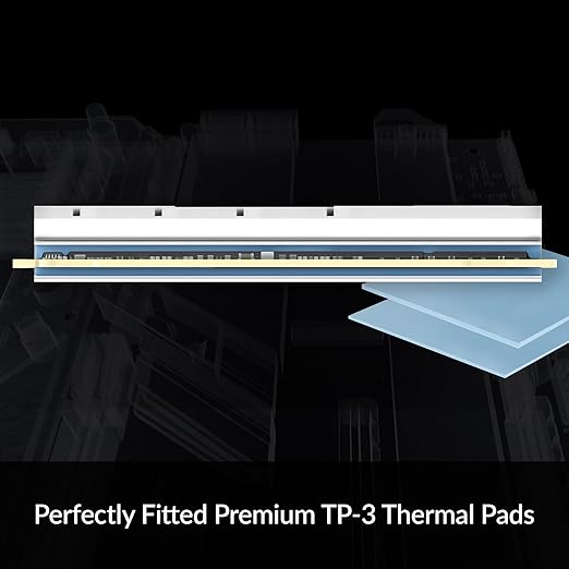 ARCTIC M2 Pro - Heatsink Cooler for M.2 2280 SSD, with ARCTIC TP-3 Thermal Pads, Compatible with PC & Gaming Consoles, for Dual and Single-Sided SSDs - Silver