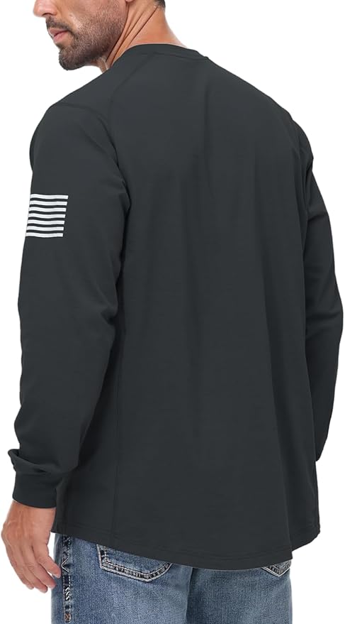 FR Shirts for Men 5.5OZ Lightweight Stretch Patriot Baseball T-Shirt Work Shirt