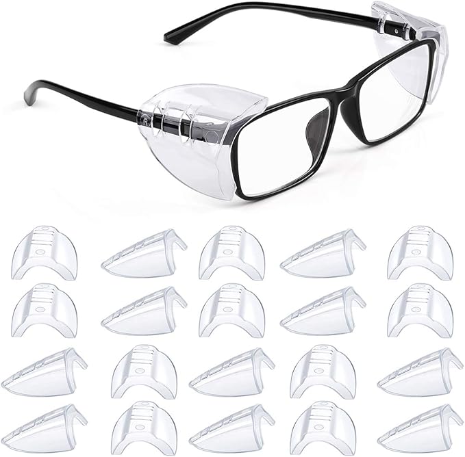 MELASA Safety Glasses Side Shields for Prescription Glasses, Slip on Clear Eye Glasses, Fits Small to Large Eyeglasses