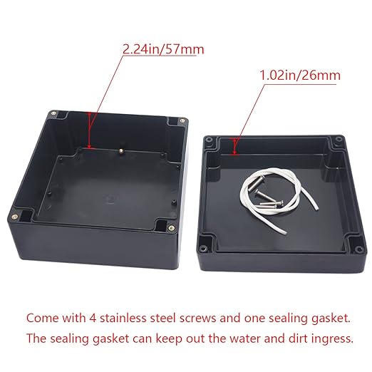 Junction Box IP65 Waterproof ABS Plastic Electrical Project Case Power Junction Boxes, Project Box with 4 PCS M16 Cable Glands 6.30x6.30x3.54 inch (160 x 160 x90 mm)