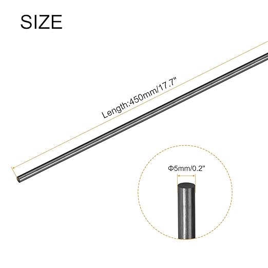 MECCANIXITY Carbon Fiber Rod Pole, 5mm x 450mm for RC Plane DIY Tool Wing Tube Quadcopter Arm, Pack of 4