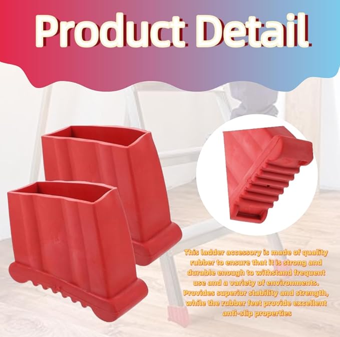 Ladder Feet-2PCS Covers Non Slip Rubber Steep Ladder Foot Pads Cushion Extension Ladder Feet Covers Security Bumpers Replacement Ladder Accessories Red, Step Ladder Rubber Feet Replacement