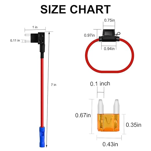 MuHize Mini Fuse Tap Kit - Inline 14AWG Fuse Holders, Upgraded Fuses Taps with 120 Pack Mini Fuses(2A/3A/5A/7.5A/10A/15A/20A/25A/30A/35A) for Car Camper