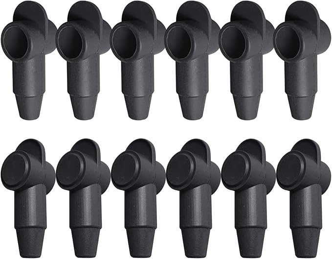 Ampper 12 Pcs Silicone 1/4", 5/16" Stud Terminal Covers, Flexible Post Terminal Cover Protector Boot for Battery Ground Junction Block Post, Fits 6-1 Gauge Wire (Black)