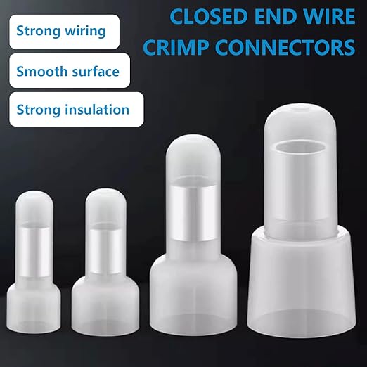 smseace 100 Pcs Nylon Closed End Crimp Terminal -Crimp Caps Wire Connectors for 12-10 AWG - Ideal for Automotive, Audio, and Electrical Applications