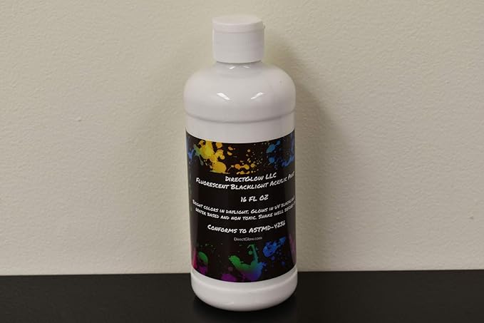 DirectGlow 16oz UV Blacklight Reactive Fluorescent Acrylic Paints (White)
