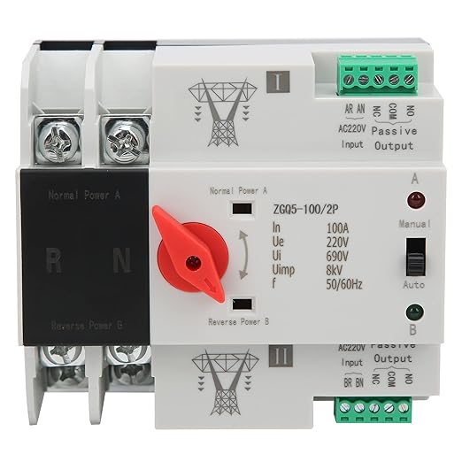 Power Automatic Transfer Switch Power Generator Changeover Switch ZGQ5-100/2P 220V Self Cast Conversion