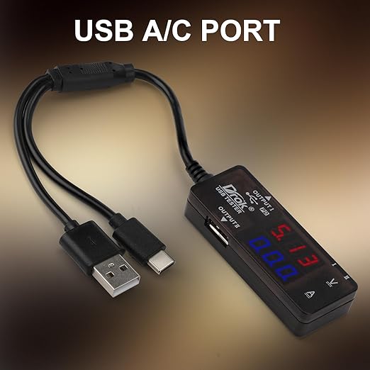 DROK USB Tester, USB-A USB-C 2.0 Multimeter Dual USB Ports PD QC 3.0 with Color LED Display Battery Charger Monitor, 7 Modes Capacity Voltage Current Power for Laptop Power Bank Solar Panel