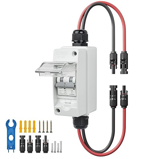 Solar Panel Disconnect Switch 1000V 30A PV Disconnect Switch Outdoor Miniature Circuit Breaker IP65 for Solar PV Homes Battery (1000V 30 Amp)