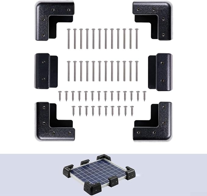 Solar Panel Mounting Bracket Kit with Corner Support System ABS Waterproof Installation Set with Screws for RV Boat Marine Deck Mount No Drill Required