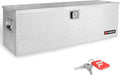 FORWODE 48 Inch Aluminum Truck Tool Box Lockable Truck Bed Tool Box Waterproof Truck Bed Storage Box with Gas Struts & Side Handle Truck Tool Chest for Pickup, Truck Bed, RV, Trailer & Garage (Silver)