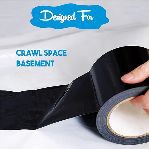 Vapor Barrier Tape, 3" Polyethylene Tape Black Seal Tape for Crawl Space, Underlayment, Marine Use, Repair,Construction Sheathing Seal Film, 180 Foot Roll