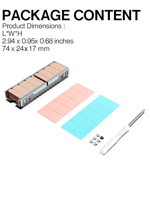 JEYI Copper M.2 HeatSink, Passive Nvme SSD Heatsinks with Copper Fins - Finscold Q80