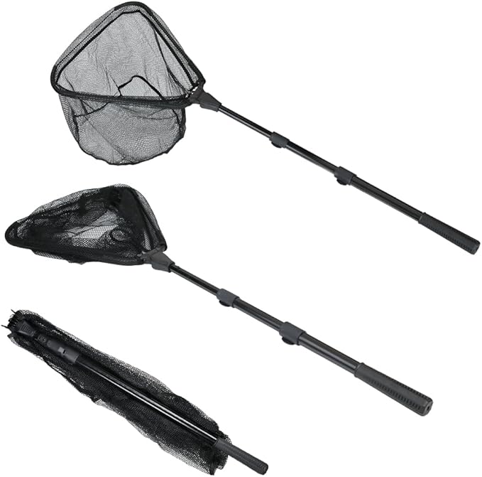 RESTCLOUD Fishing Landing Net with Telescoping Pole Handle, Fishing net Freshwater for Kids Men Women, Extend to 40-63 Inches