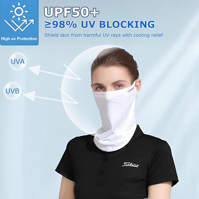 UPF 50+ Face Mask for Women & Men - Ice Silk Cooling Full Face Cover, Breathable Sun Protection Neck Gaiter