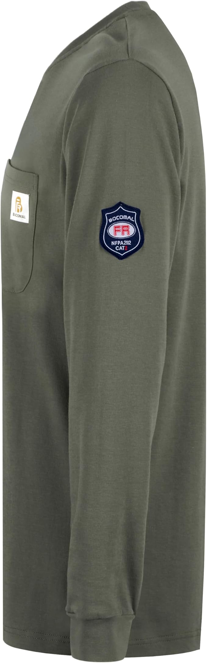 BOCOMAL FR Shirts Crewneck 7oz Midweight Flame Resistant Clothing NFPA2112 CAT2 Men's Fire Retardant Work Shirt
