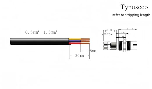 IP68 Waterproof Junction Box Outdoor 2way 3Pin (AC450v,17.5A) M18 Wire Range(5-10mm) Electrical Cable to Board Connector,Suitable for Repair and Extend Power Cables,UL（3Pack）