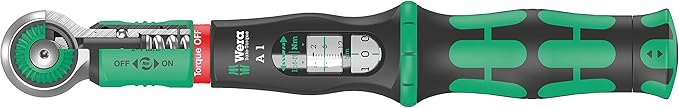 Wera 05075800001 Safe-Torque A 1 Torque Wrench with 1/4" Square Head Drive, 2-12 Nm, Black Green